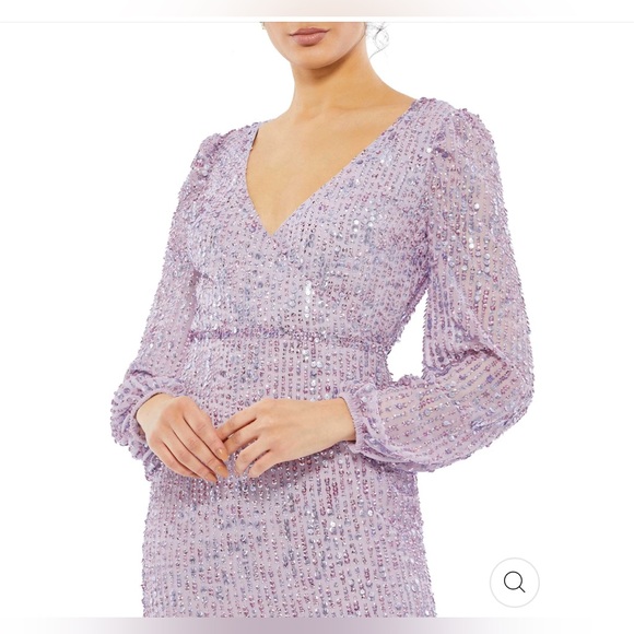 Wrap over neck long sleeve midi dress - Picture 3 of 3